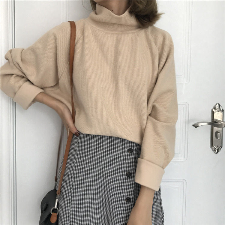 Essere - 純色寬鬆高領毛衣