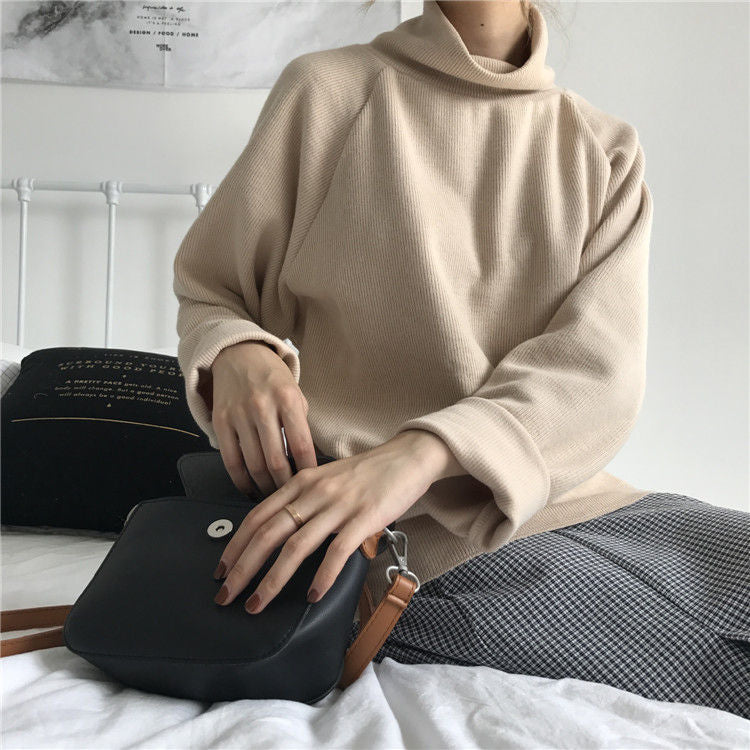 Essere - 純色寬鬆高領毛衣