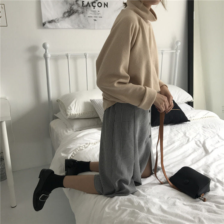 Essere - 純色寬鬆高領毛衣