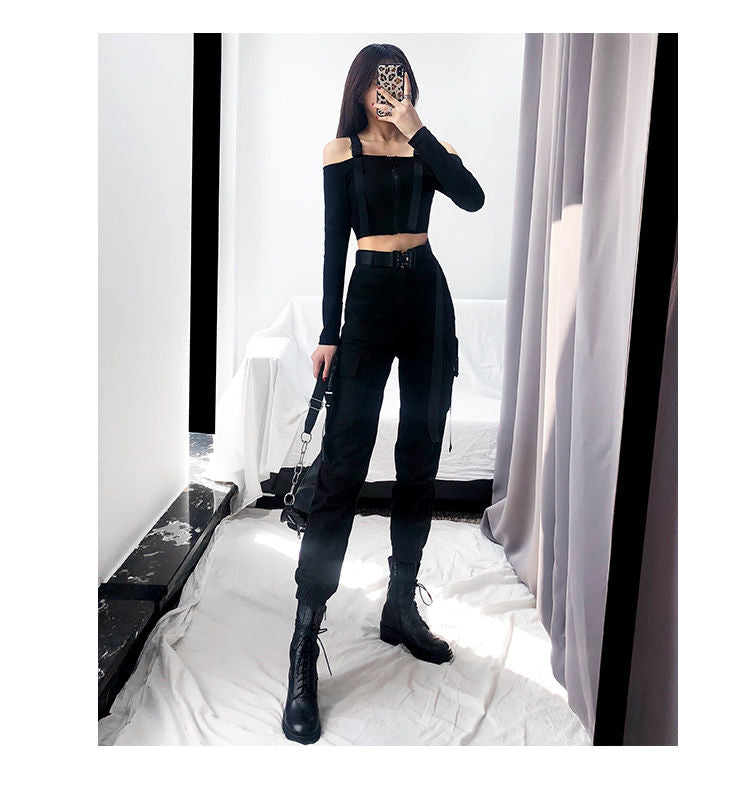 Miu B - 高腰工裝束腳褲