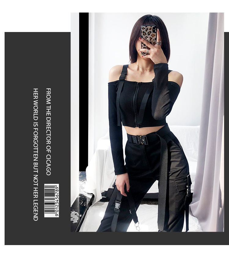 Miu B - 高腰工裝束腳褲