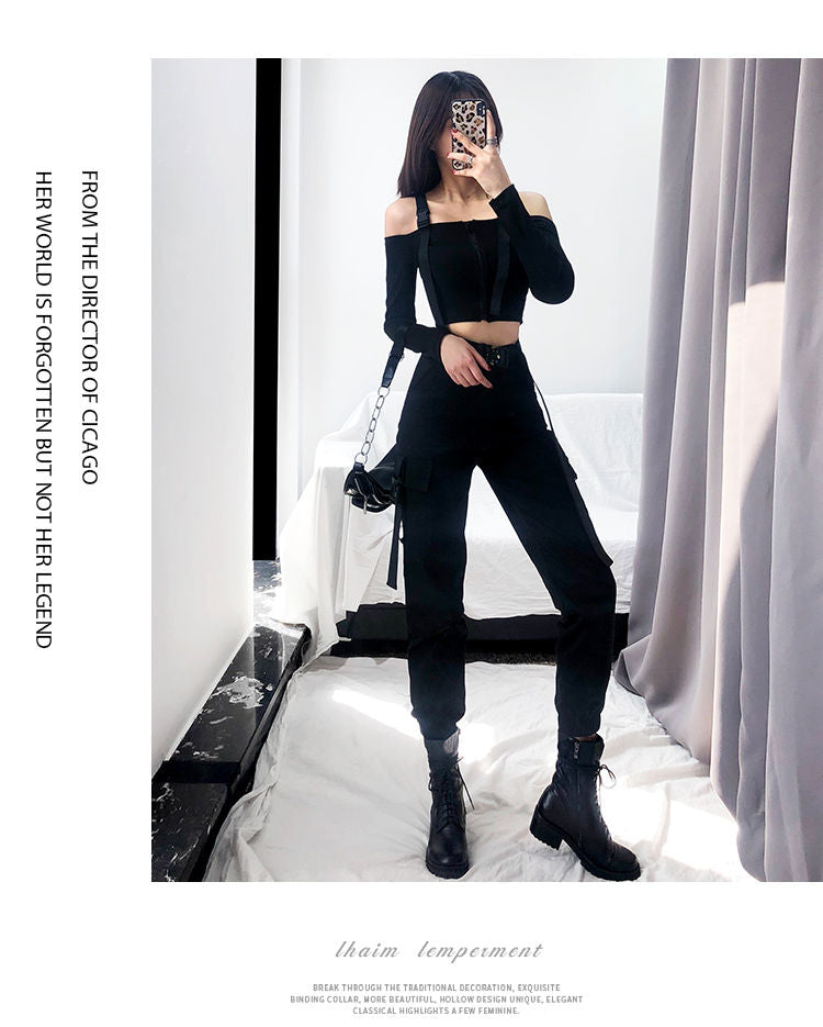 Miu B - 高腰工裝束腳褲