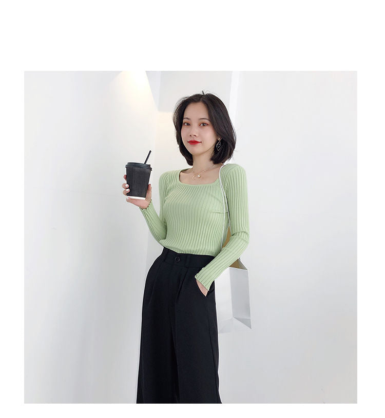 Gwendolyn - 羅紋方領長袖毛衣