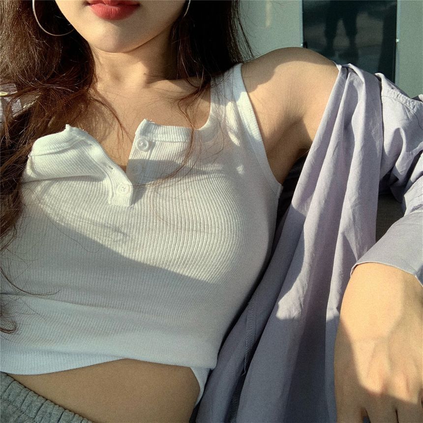 Maisee - 羅紋短款背心