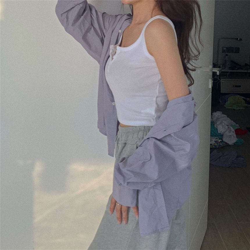 Maisee - 羅紋短款背心