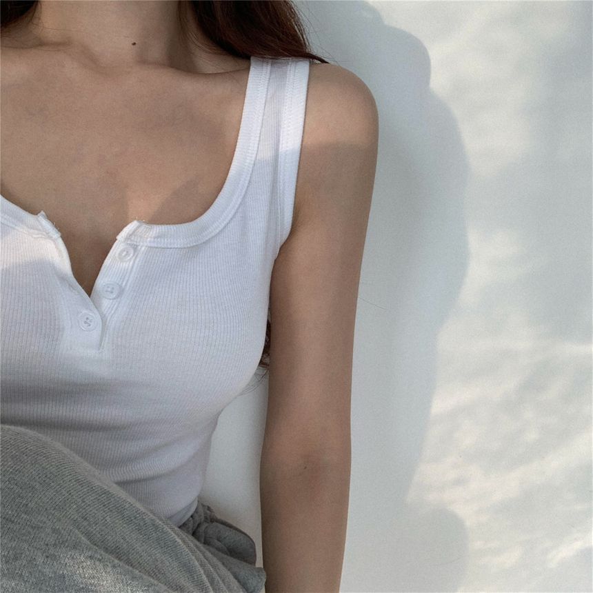 Maisee - 羅紋短款背心
