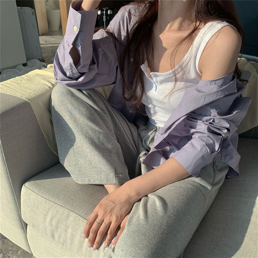 Maisee - 羅紋短款背心