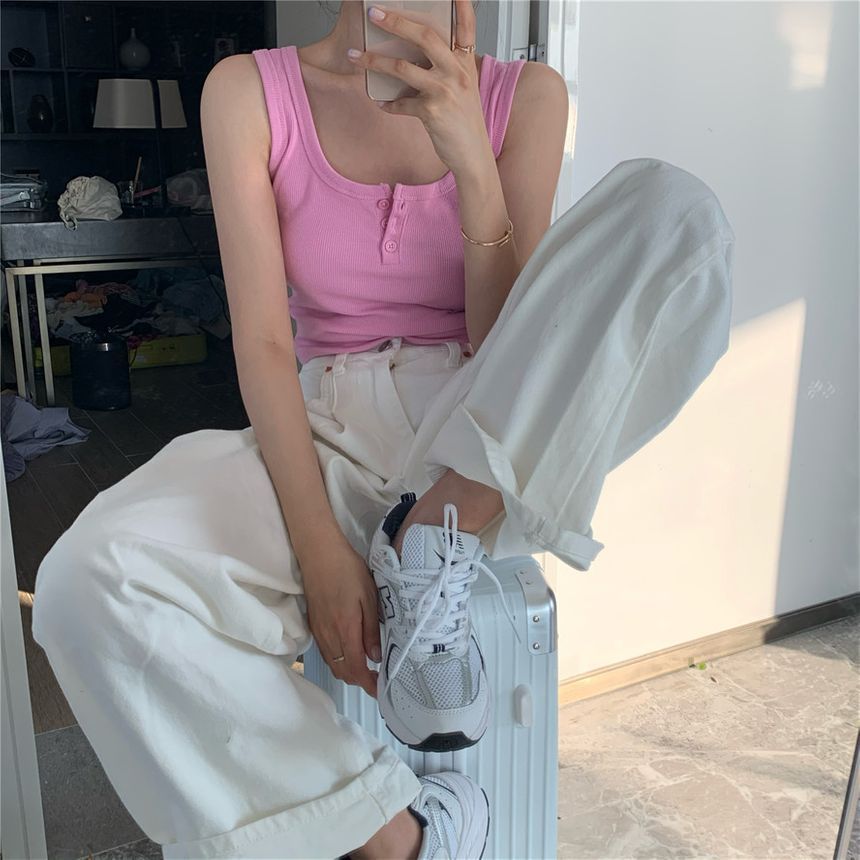 Maisee - 羅紋短款背心