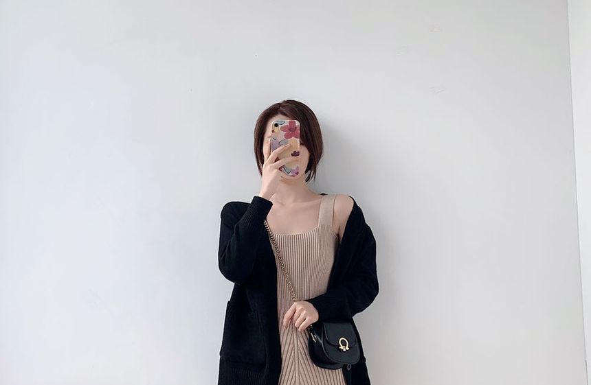 PINPI - 無袖A字針織連衣中裙