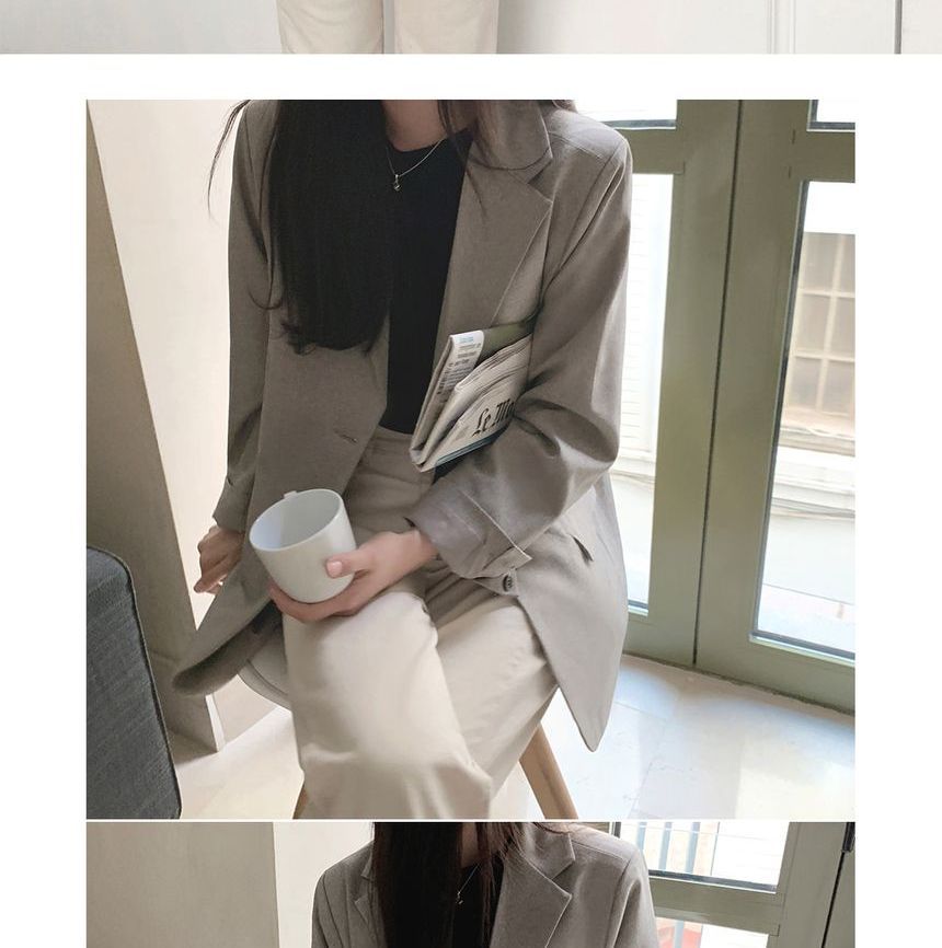 Leoom - 純色單排扣西裝外套 / 迷你鉛筆裙