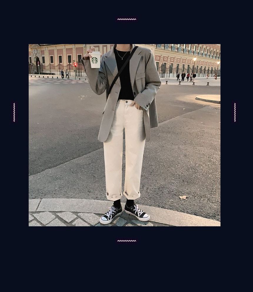 Leoom - 純色單排扣西裝外套 / 迷你鉛筆裙
