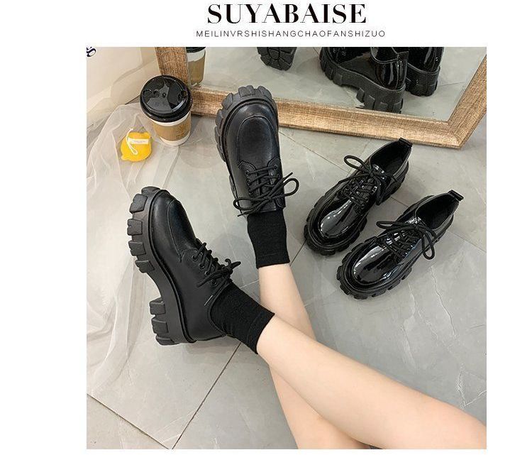 Bolitin - 純色厚底粗跟繫帶鞋