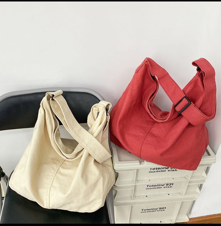 Melois - 純色帆布斜挎包