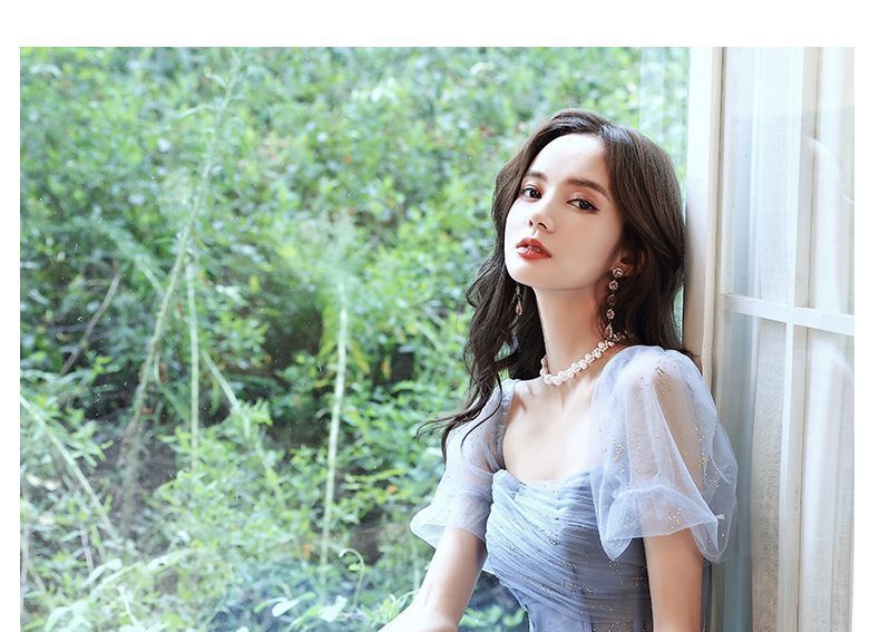 MSSBridal - 短袖網紗A字晚禮服