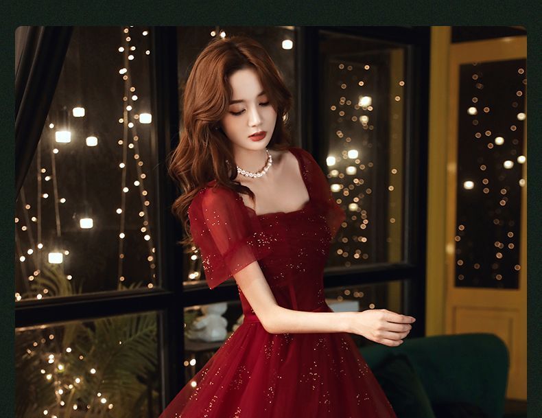 MSSBridal - 短袖網紗A字晚禮服