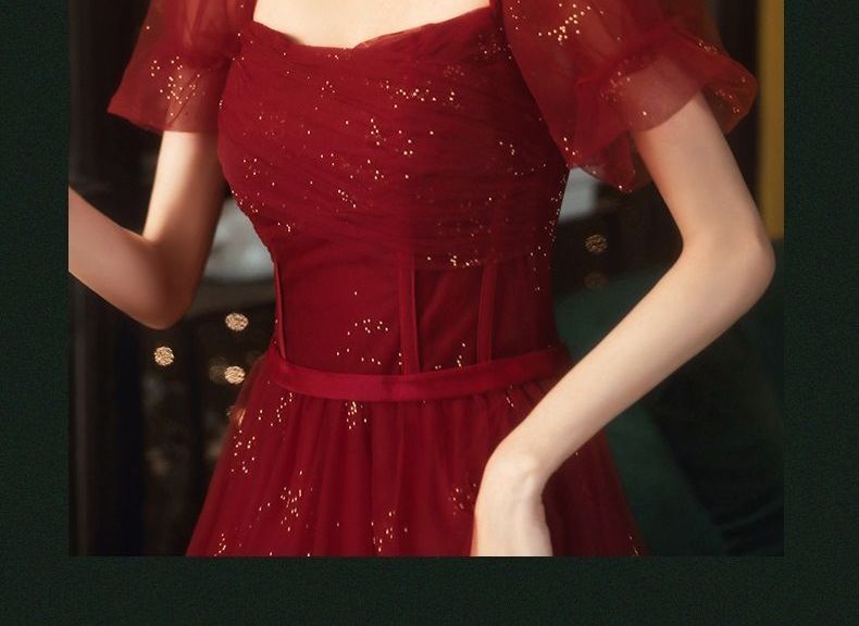 MSSBridal - 短袖網紗A字晚禮服