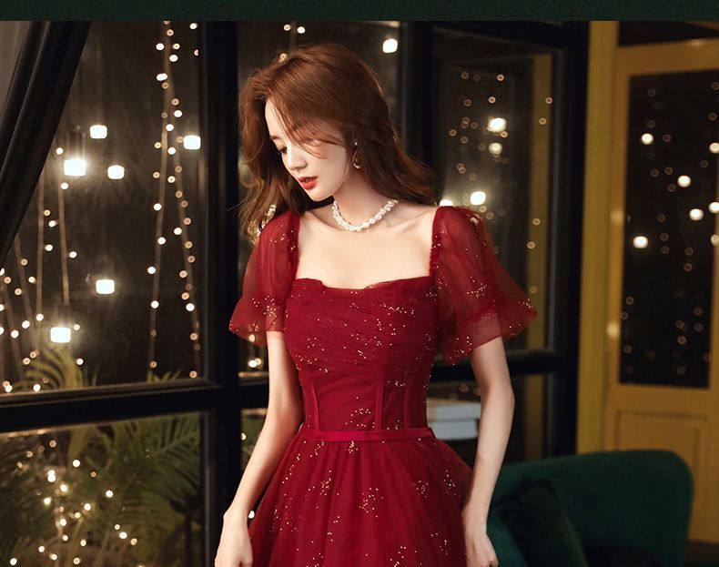 MSSBridal - 短袖網紗A字晚禮服