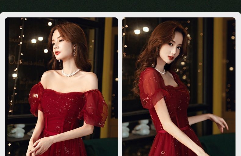 MSSBridal - 短袖網紗A字晚禮服