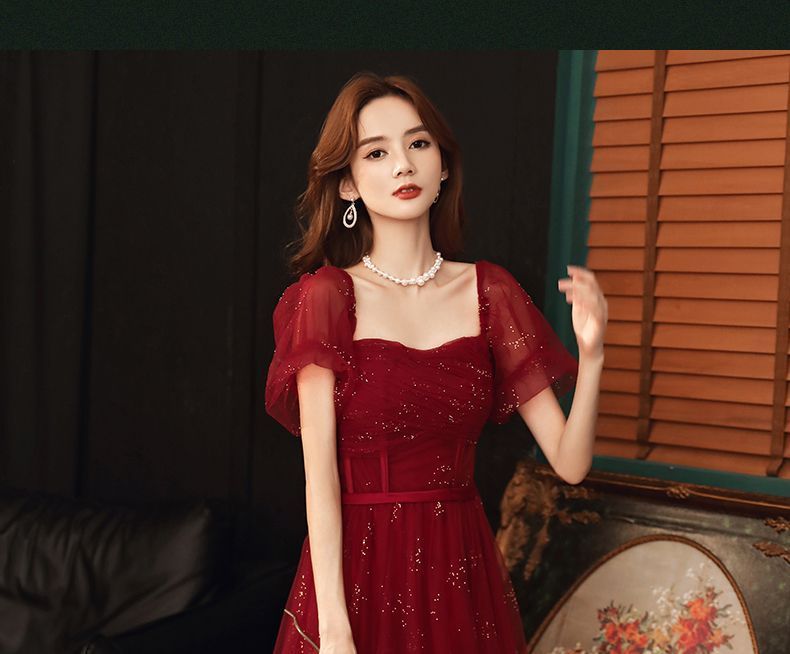 MSSBridal - 短袖網紗A字晚禮服
