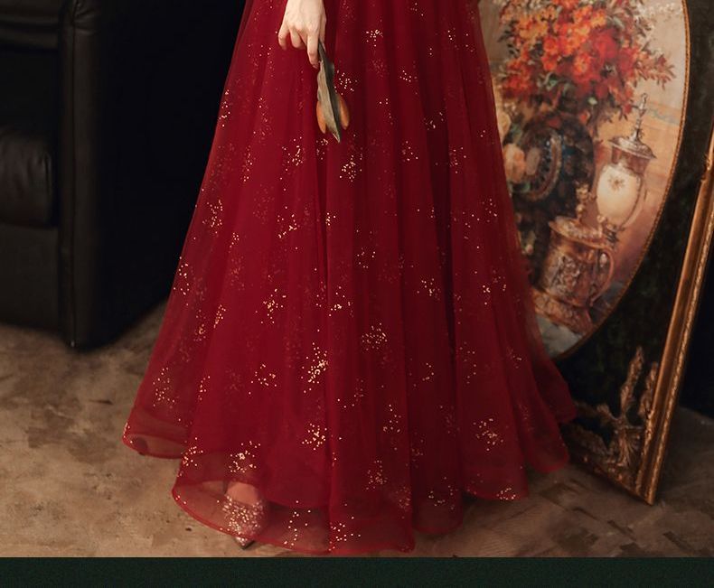 MSSBridal - 短袖網紗A字晚禮服