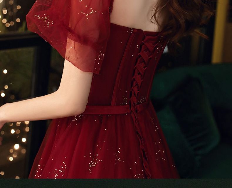 MSSBridal - 短袖網紗A字晚禮服
