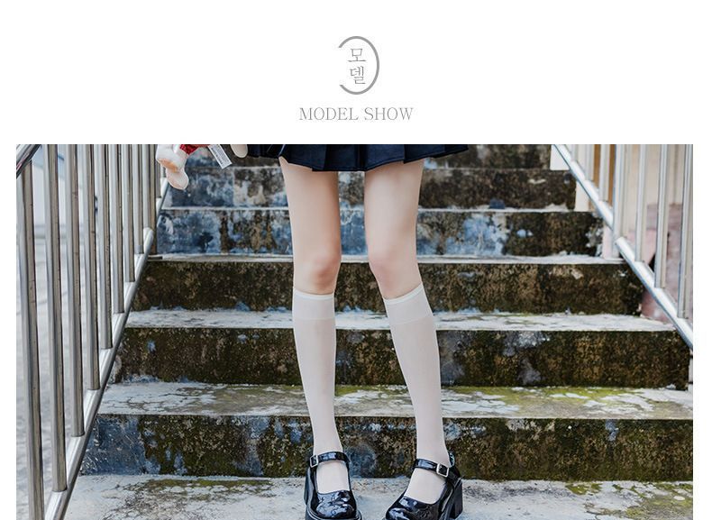 MOGLA - 純色薄紗及膝襪子