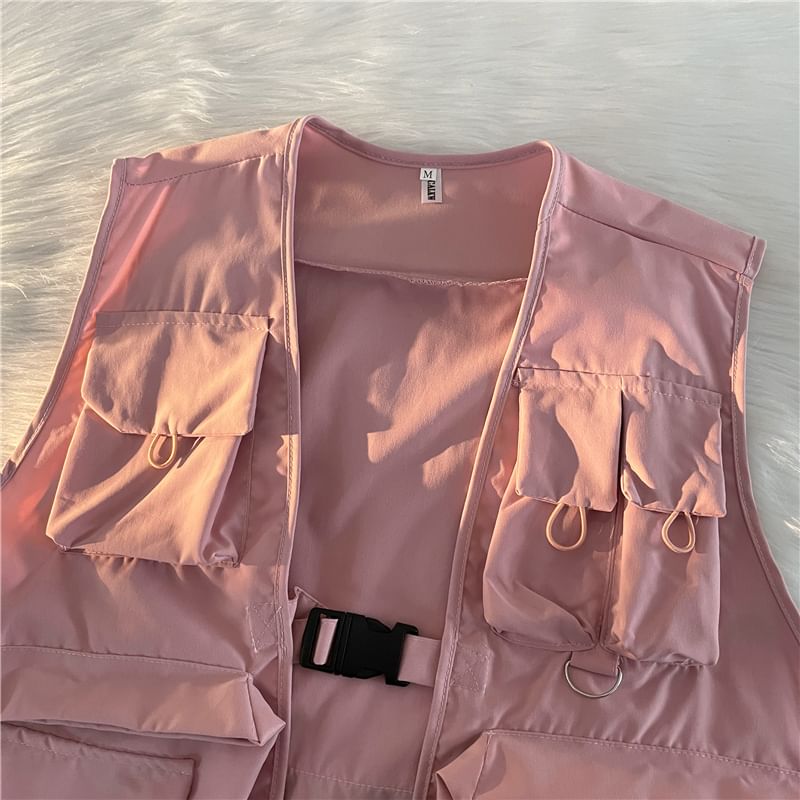 Plummie - 純色扭扣工裝馬甲
