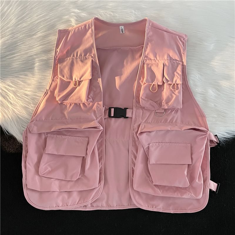Plummie - 純色扭扣工裝馬甲