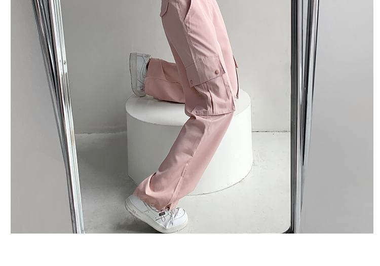 Shira - 機能風寬鬆工裝抽繩束腳直筒褲