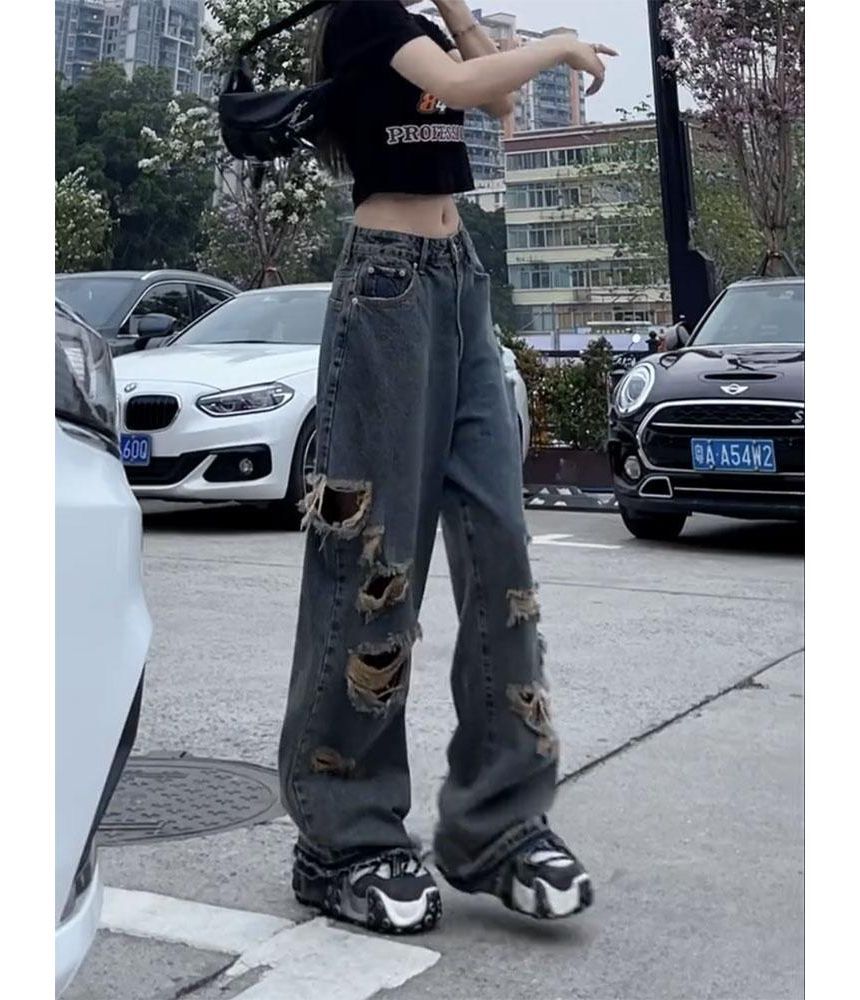 Coline - 低襠仿舊低胯牛仔褲