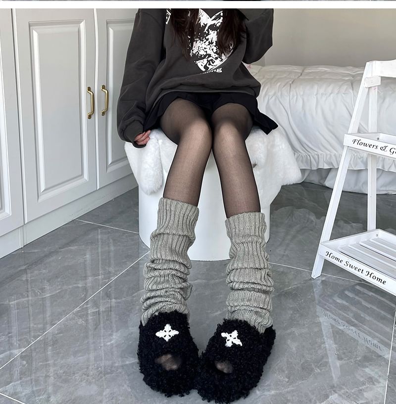 Gentiana - 純色羅紋針織暖腿套