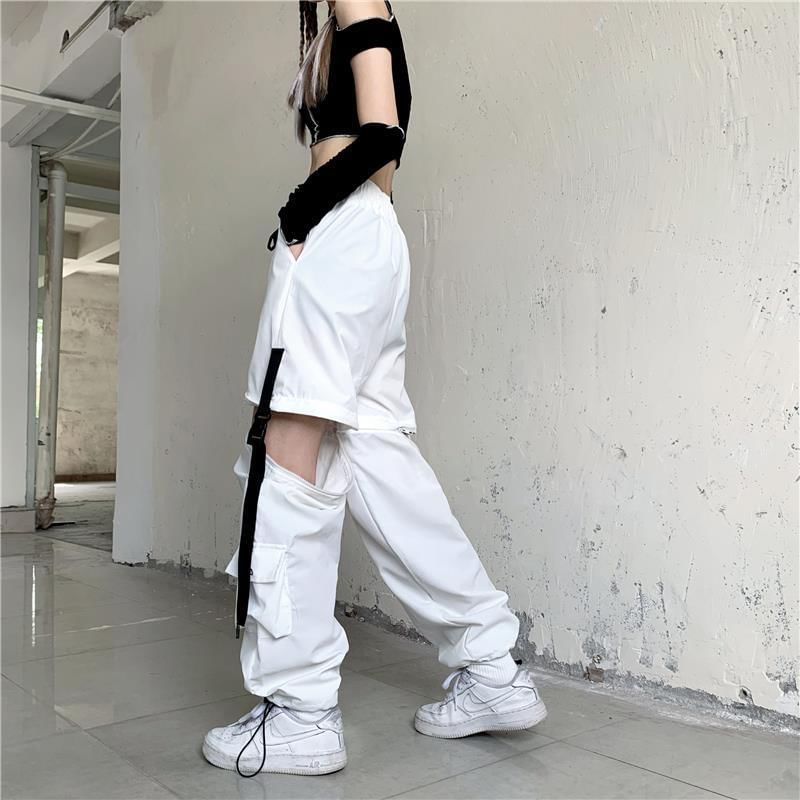 Rosesand - 高腰直身寬腿可拆工裝褲