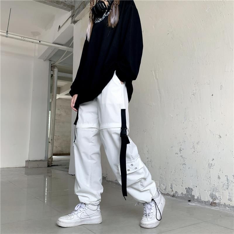 Rosesand - 高腰直身寬腿可拆工裝褲