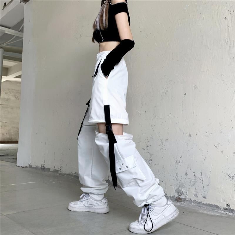 Rosesand - 高腰直身寬腿可拆工裝褲