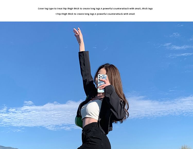 Honet - 高腰水洗直筒闊腿牛仔褲