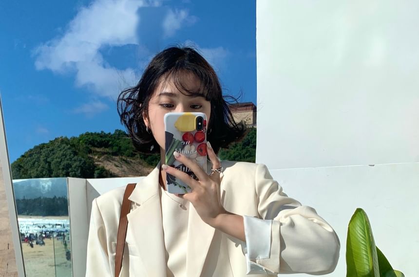 Mikiko - 純色單排扣西裝外套 / 無袖迷你A字連衣裙
