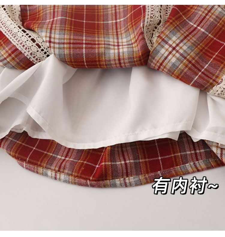 Lady Jean - 格子蕾絲邊吊帶背心