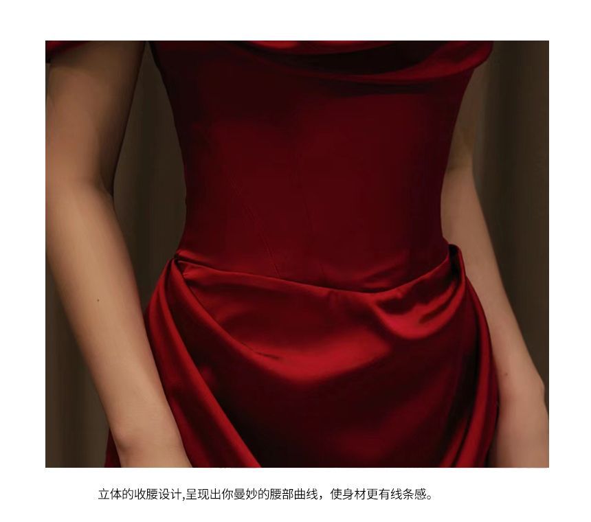 Fioridi - 露肩純色A字晚禮服