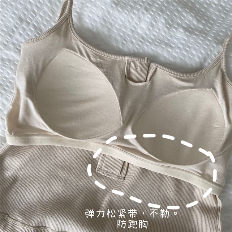 Maisee - 扣領衫純色吊帶背心