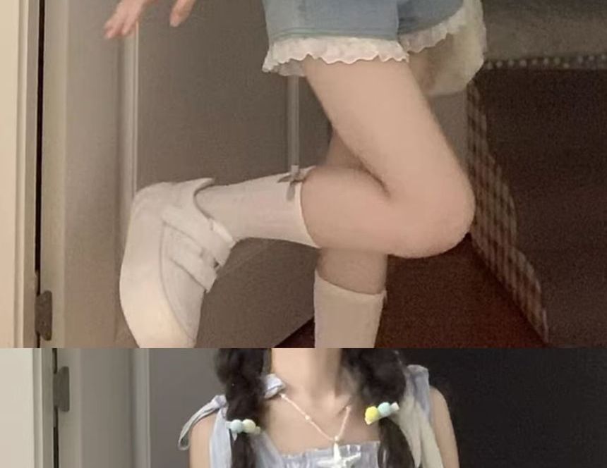 Dreamkura - 條紋荷葉飄逸吊帶背心