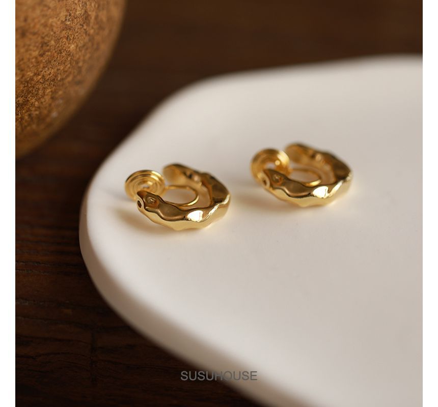 pexrl jewelry - 不規則圈環耳環 / 夾式耳環