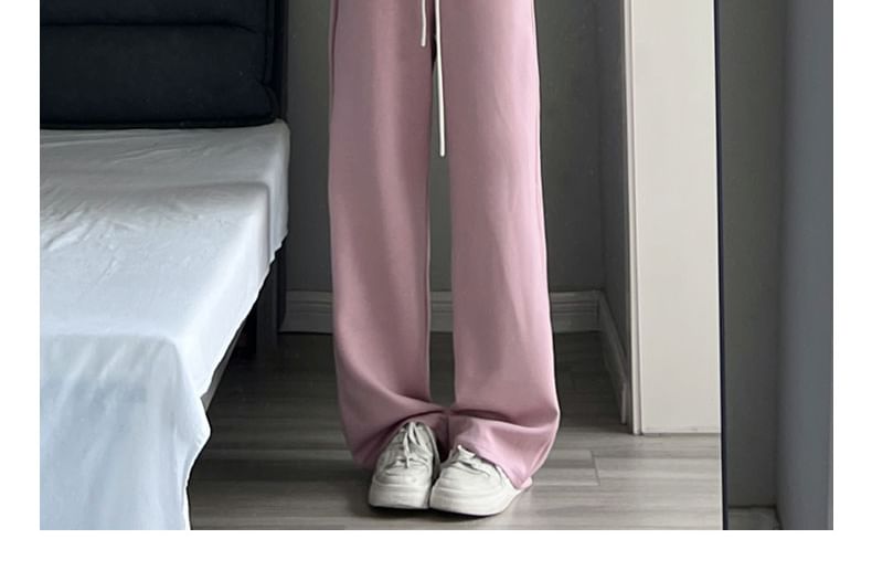 evanesce - 拼接高腰抽繩口袋寬腿運動褲