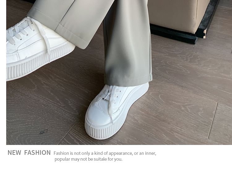 Strawolf - 高腰純色寬腿西褲