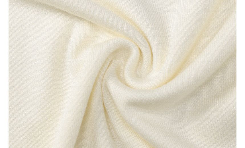 Rosesand - 長袖露肩純色飾蕾絲邊修身短款上衣