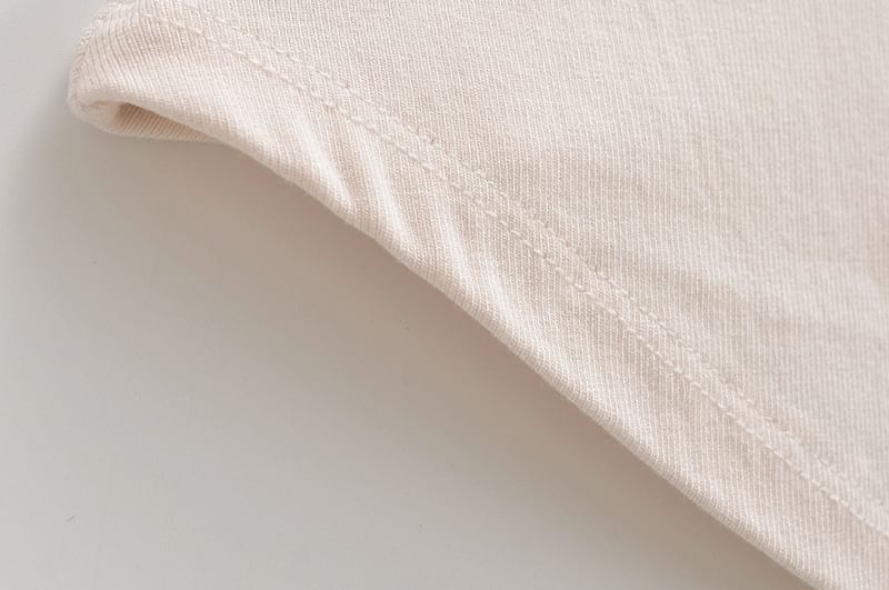 Asiris - 長袖仿兩件式圓領純色修身上衣