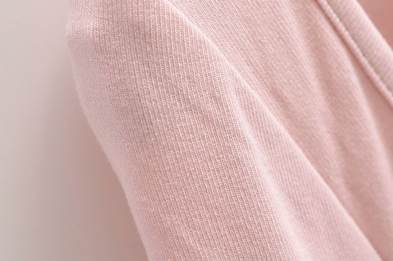 Asiris - 長袖仿兩件式圓領純色修身上衣