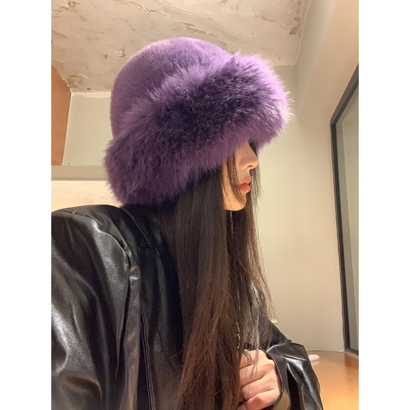 Frior - 純色毛毛雪帽