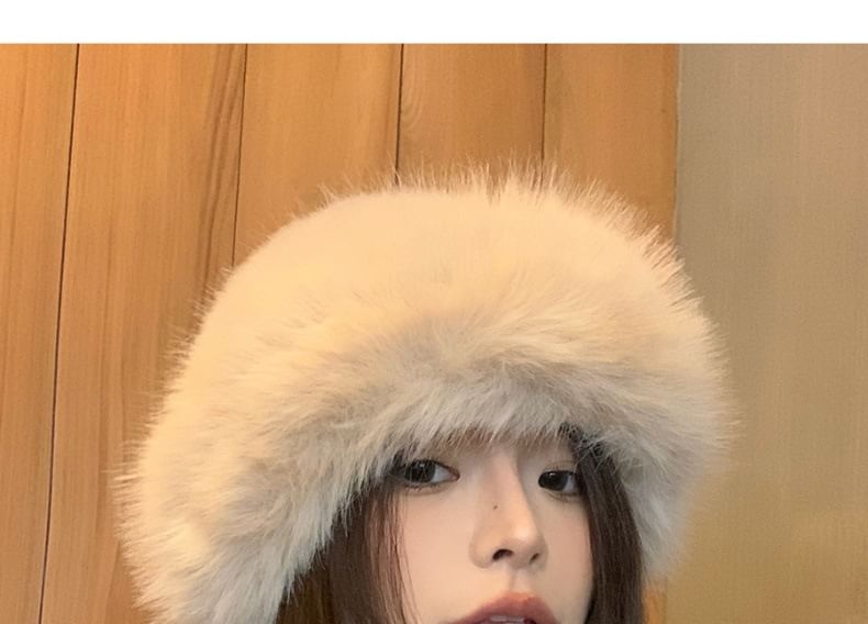 Frior - 純色毛毛雪帽