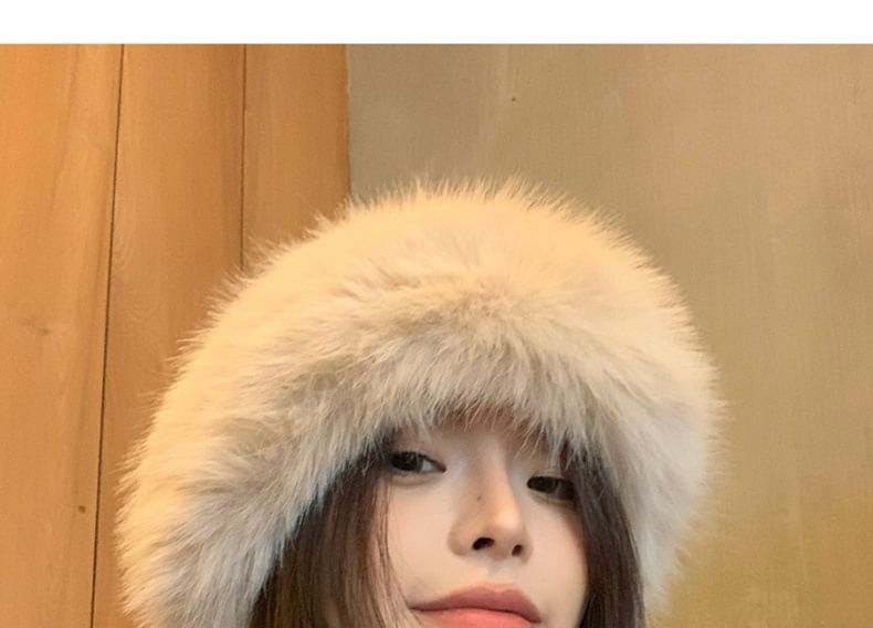 Frior - 純色毛毛雪帽
