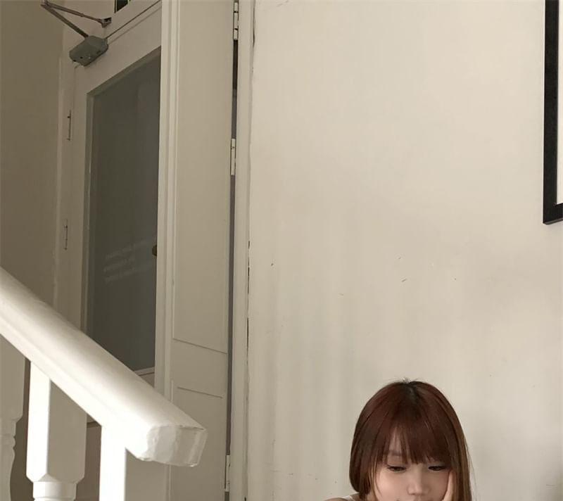 Beem - 蕾絲邊吊帶背心 / 低圓領純色開衫